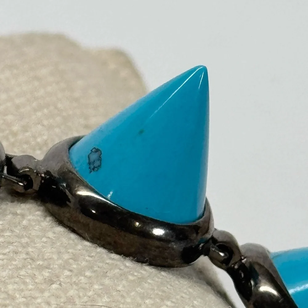 Eddie Borgo Turquoise Cone Bracelet Gunmetal Black Sterling Silver - Picture 7 of 14